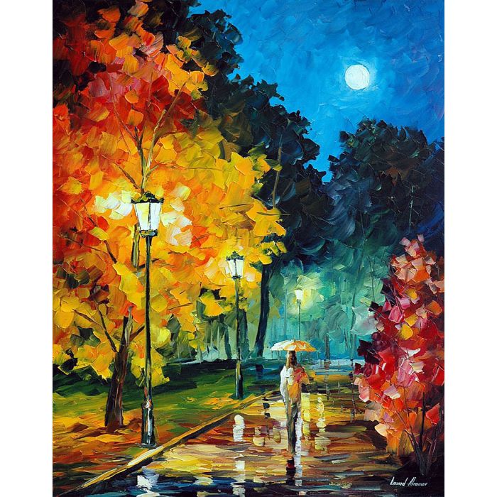 alley by the lake, alley by the lake Leonid Afremov, Leonid Afremov alley by the lake